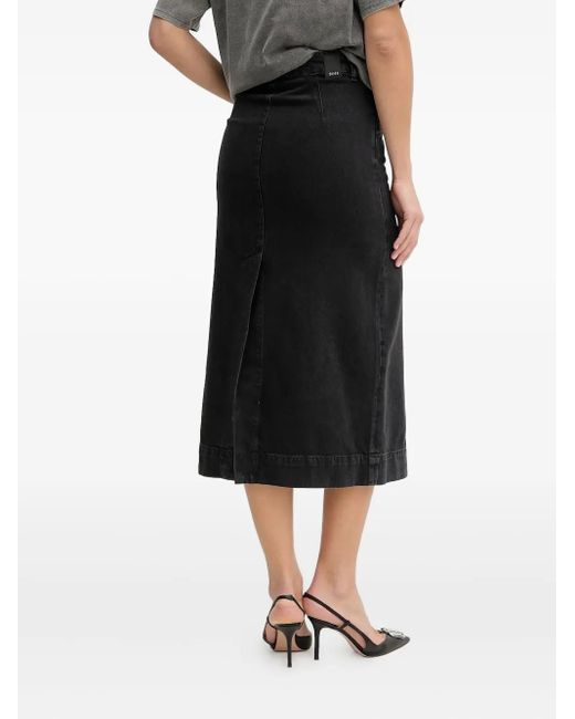 Boss Black Front-Split Denim Midi Skirt
