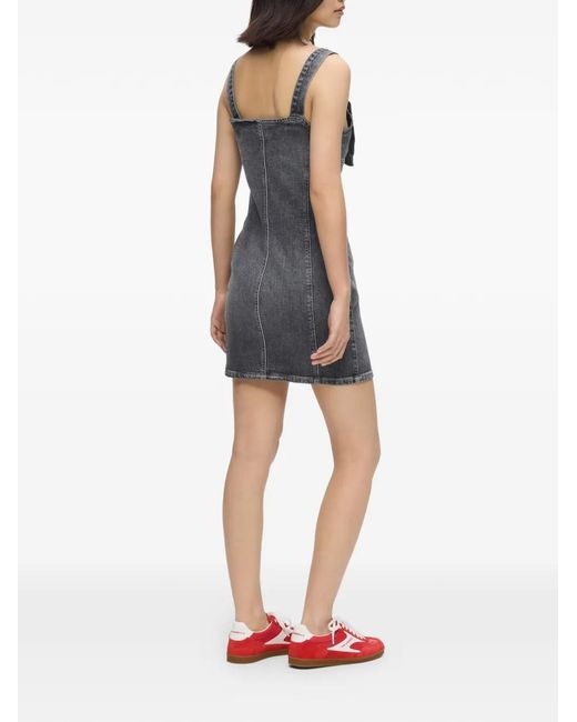 Karl Lagerfeld Gray Buckle-Strap Denim Mini Dress
