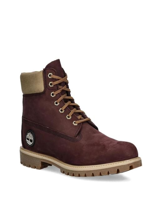 Timberland Brown Lace-Up Logo-Patch Boots for men