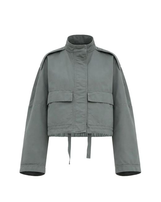 Christian Wijnants Gray Front-Pockets Cropped Jacket