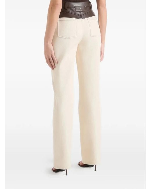 Manière De Voir Natural Renee Denim & Leather Straight Leg Jeans