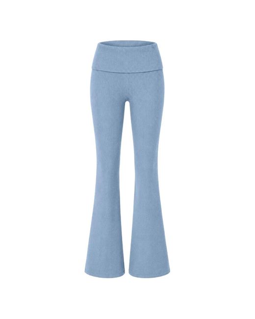 Guess Blue Nina Ribbed Flared Trousers