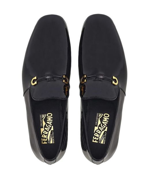 Ferragamo Black Gancini-Ornament Moccasins for men