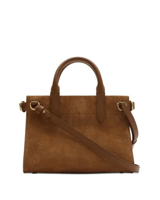 Burberry Brown Mini Cotswolds Check-Engraved Tote Bag
