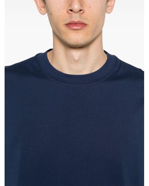 Brunello Cucinelli Blue Tonal-Stitching Cotton T-Shirt for men