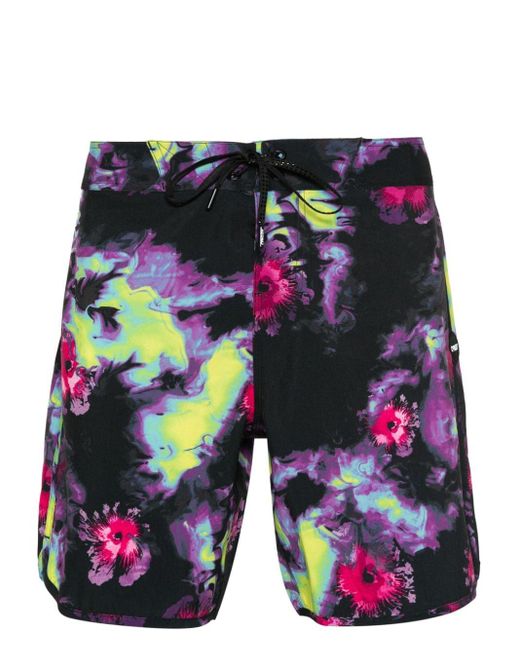 Oakley Black Floral Splash 19 Floral-print Swim Shorts for men