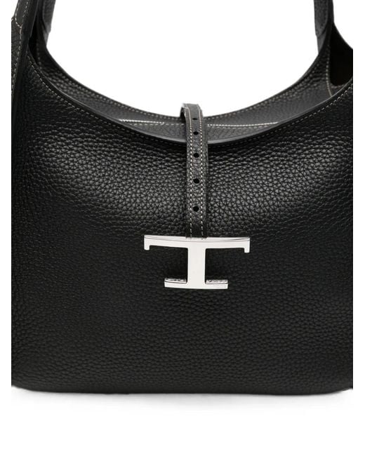 Tod's Black T Timeless Pebbled-Leather Tote Bag