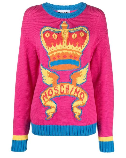Moschino Pink Pullover mit Intarsienmuster
