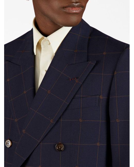 Gucci Blue GG Overcheck Wool Suit for men