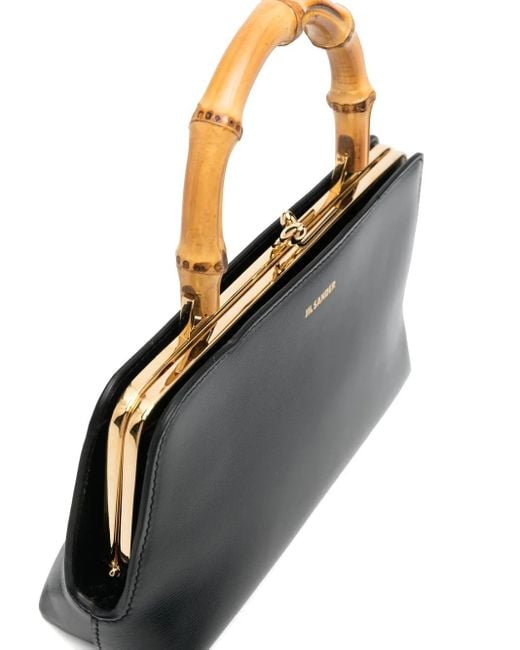 Jil Sander Black Goji Bamboo Mini Leather Handbag