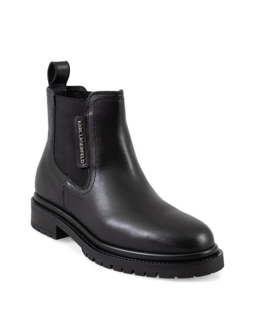Karl Lagerfeld Black Elastic-Panel Chelsea Boots