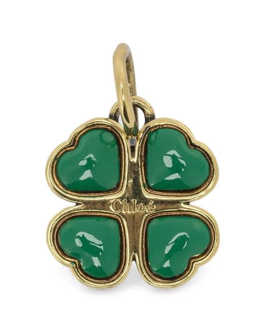 Chloé Green Clover Four-Leaf Clover Pendant Necklace