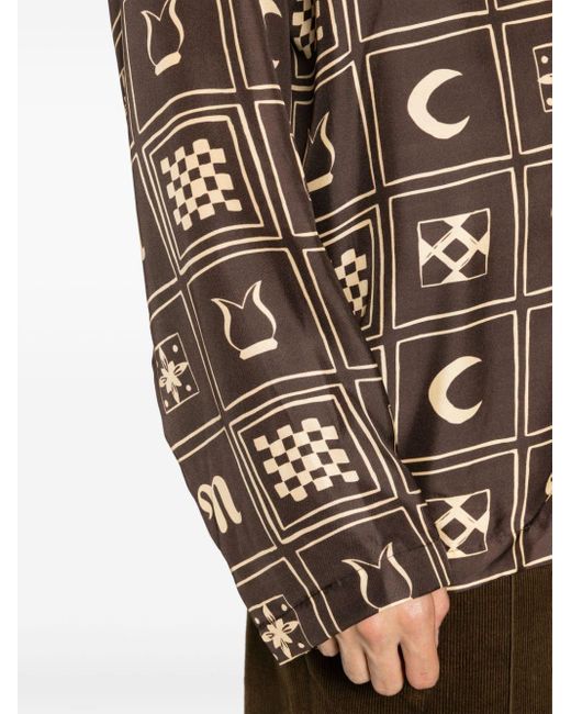 Camicia con stampa Kopjafa di Nanushka in Brown da Uomo