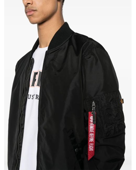 Alpha Industries Bomberjacke mit Reißverschlussärmeln in Black für Herren