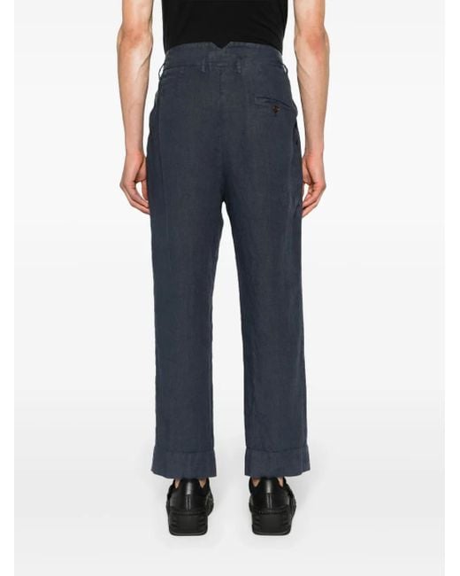 Vivienne Westwood Blue Cropped Linen Trousers for men