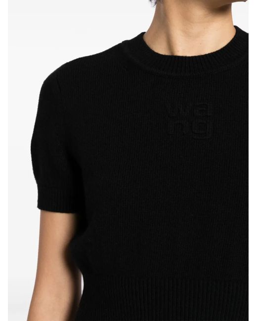 Alexander Wang Black Gestricktes Oberteil Mit Logo-Prägung