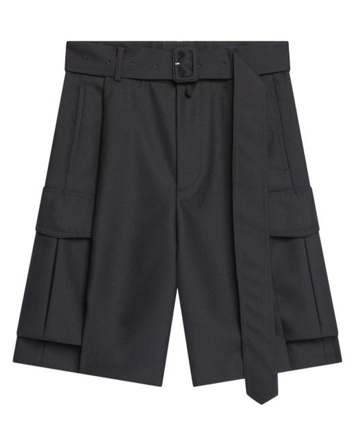 Dries Van Noten Woll-Cargo-Shorts mit Gürtel in Black für Herren