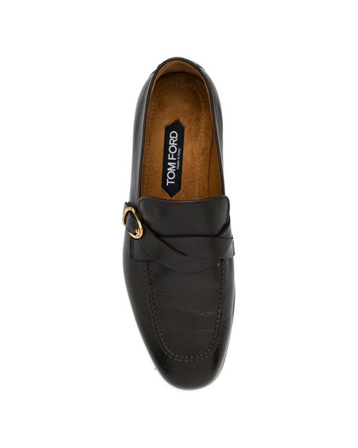 Tom Ford Black Gigi Twisted Band Buckle Loafers for men