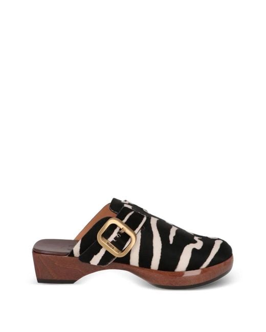 Tod's Black Zebra-Print Buckle-Fastening Mules