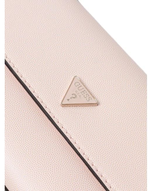 Guess Pink Isobel Heart-Motif Logo-Plaque Shoulder Bag