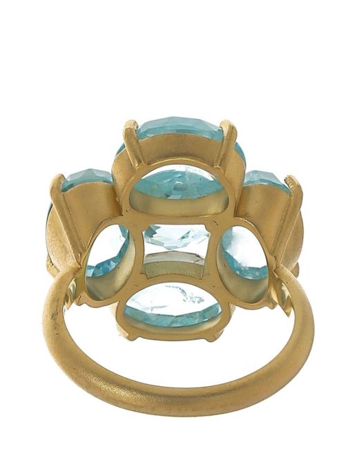 18kt yellow gold Botanical aquamarine ring Irene Neuwirth de color Blue