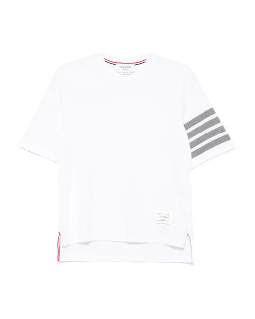 Thom Browne White Stripes Crew Neck T-Shirt