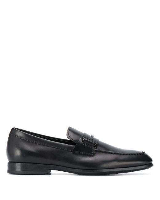 Tod's Black Single T Leather Loafers for men