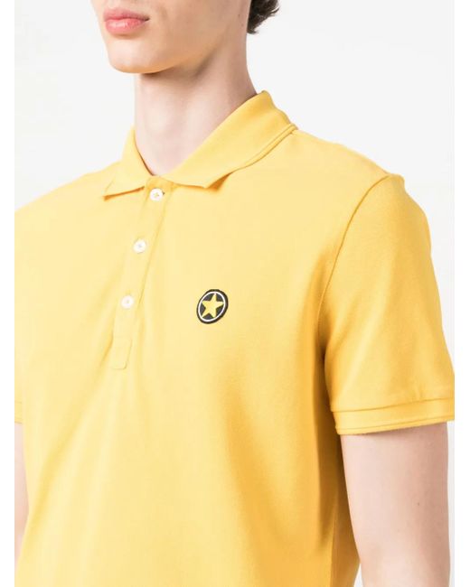 Star Point Yellow Logo-Patch Cotton Polo Shirt for men