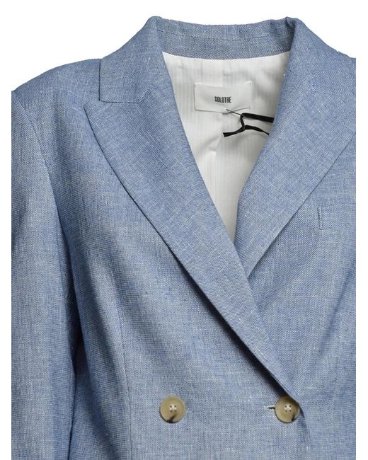 SOLOTRE Blue Double-Breasted Blazer