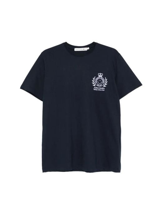 Joshua Sanders Blue X Smiley Leisure Club Graphic T-Shirt for men