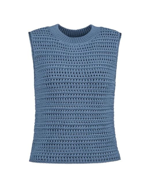 Tod's Blue Crochet-Knit Top