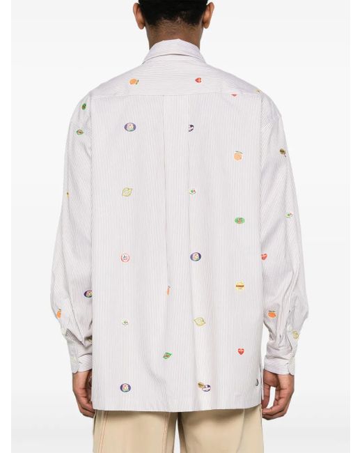KENZO White Fruit Stickers Striped Shirt for men