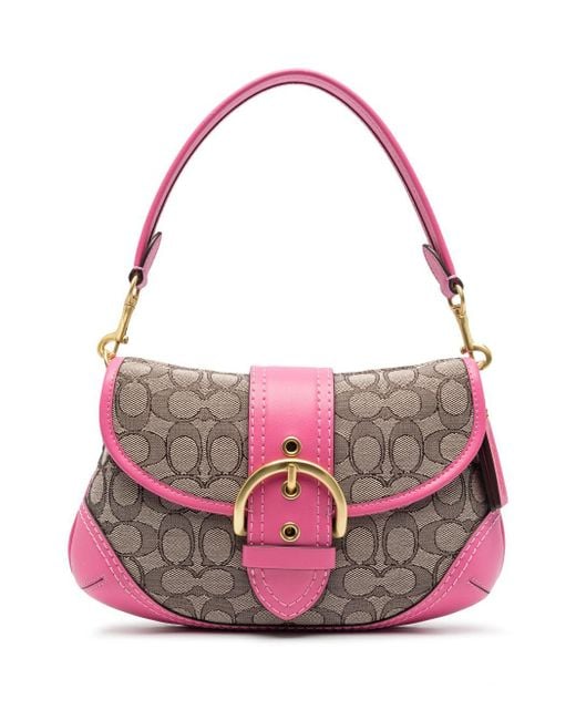 COACH Soho Monogram-jacquard Shoulder Bag in Pink | Lyst