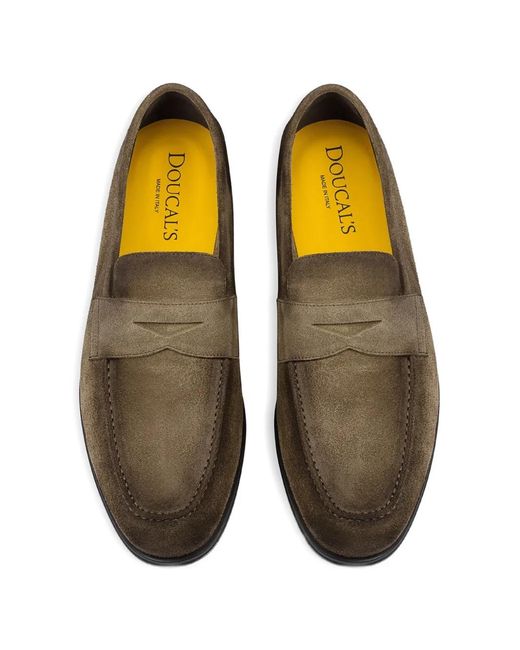 Doucal's Brown Suede Loafers for men