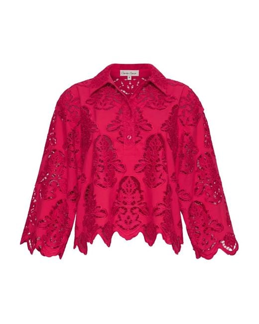 Chemise Erica À Bords Festonnés Cara Cara en coloris Red