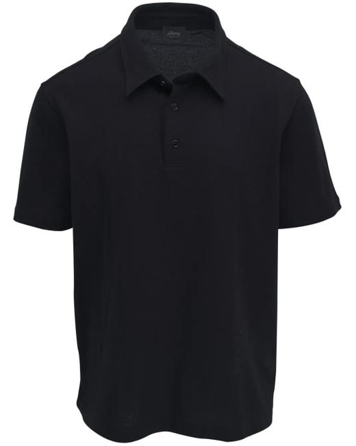 Brioni Black Cotton Short-sleeve Polo Shirt for men