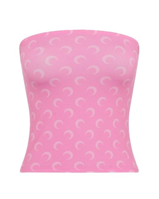MARINE SERRE Pink Haut Tube À Motif Lune