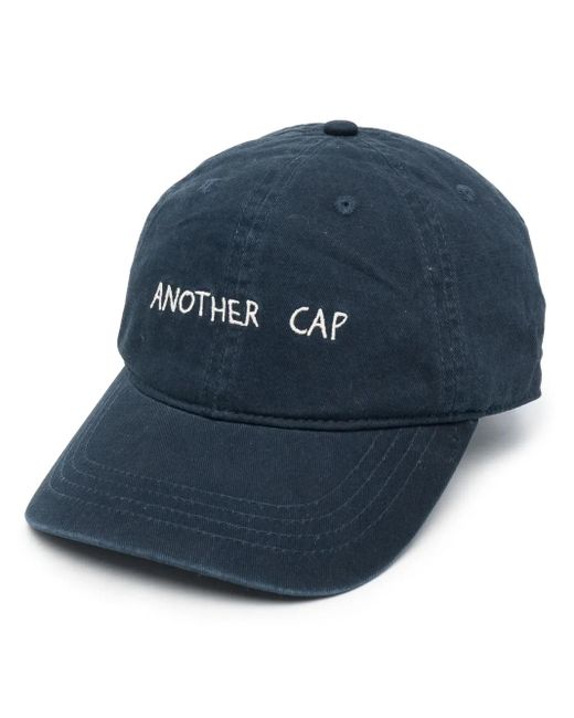 Another Aspect Blue Embroidered-Slogan Baseball Cap for men