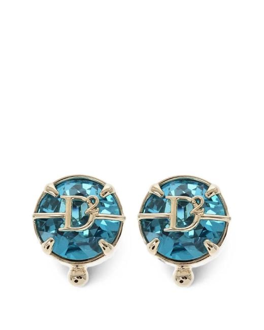 DSquared² Blue Logo-Detail Clip-On Earrings