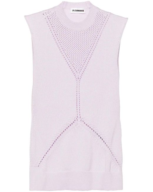 Jil Sander Purple Crew-Neck Knitted Top