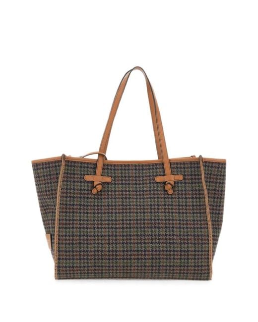 MARCELLA CLUB Gray Marcella Houndstooth Tote Bag