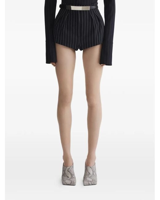Mugler Black Pinstripe Shorts