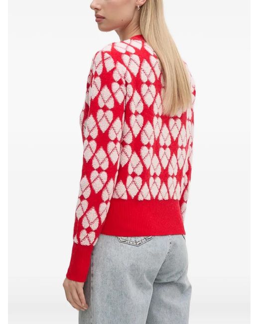 Benetton Red Heart Pattern Sweater