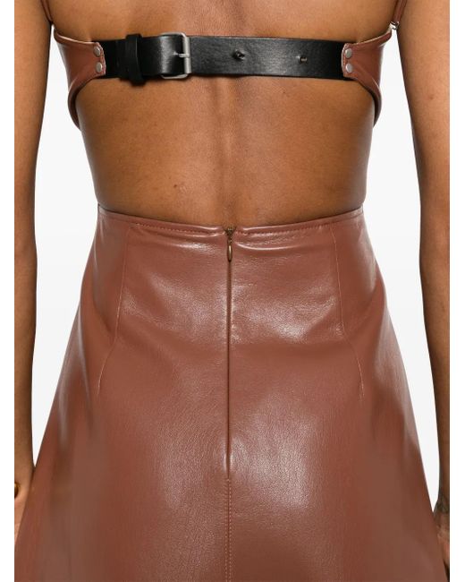 Nanushka Brown Faux-Leather Midi Dress