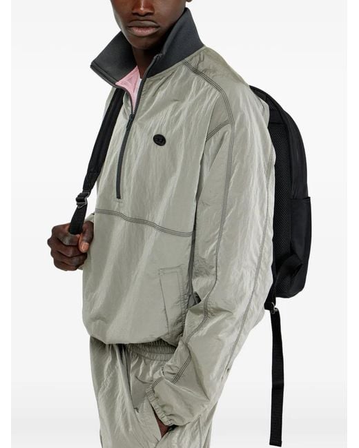 DIESEL Gray Nylon Jacket With Crinkle Effect for men