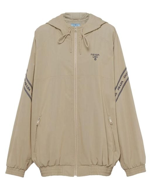 Prada Natural Embroidered Cotton-Blend Jacket
