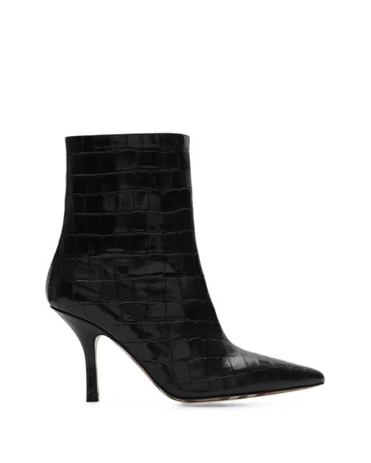 Burberry Black Dame Crocodile-Effect Ankle Boots