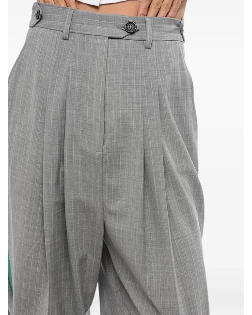 John Richmond Gray Pinstripe-Pattern Pleated Trousers