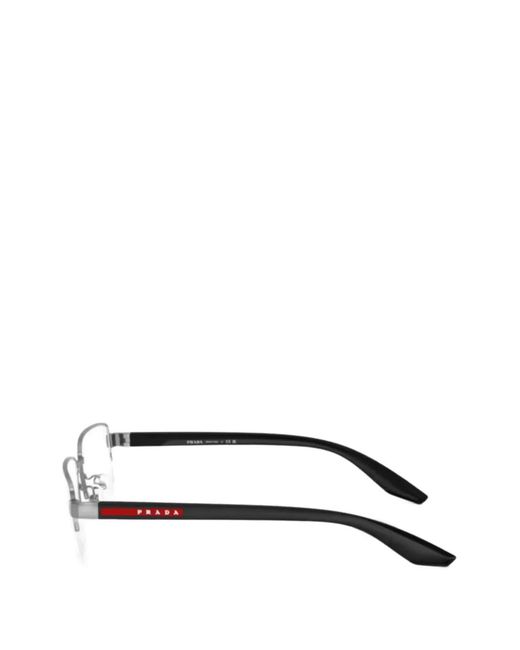 Prada Linea Rossa White Rectangle-Frame Glasses for men