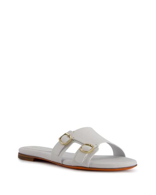 Santoni White Didi Slides
